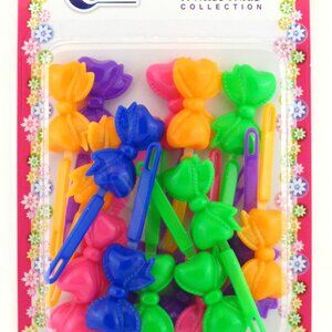 TARA GIRLS ASSORTED COLOR SELF-HINGE PLASTIC HAIR BARRETTES - 18 PCS. (08582)
